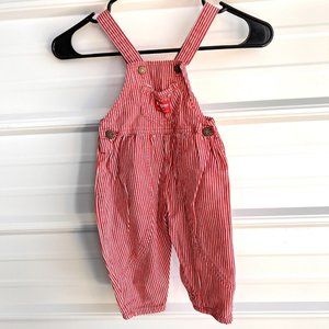 Vintage Oshkosh Overalls Fastback Red And White Stripe Size 24 Months USA